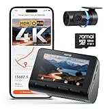 70mai A800SE Dashcam Auto Vorne Hinten 4K HDR 2160P+1080P mit 128GB SD Karte, Dual Autokamera 3'...