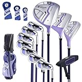 GYMAX Komplette Golfschlägersätze, Golfschläger Set für Damen, inkl. 460CC #1 Driver, 3 Fairway,...