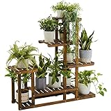 Yaheetech Pflanzentreppe 6 Ebenen Blumenregal Blumenbank Holz Regal Blumentreppe Balkon Draußen...