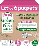 Love & Green Pure Nature Öko-Windeln, ungebleicht, T4+ x 35 (9-20 kg), 210 Stück