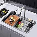Küchenspüle, Edelstahl Nano Raindance Wasserfall Spüle 304, Home Sink Gemüse Becken...
