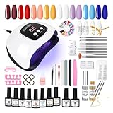 SPTHTHHPY Nagelset Gelnägel Starterset,gel nagellack Kit mit 48W UV Lampe,8 Nagellack mit Base&Top...