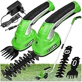 tectake® Akku Heckenschere elektrisch, Strauchschere 7.2V, Grasschere mit 2 Aufsätzen,...