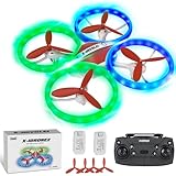 Mini Drohne für Anfänger, Ferngesteuertes Quadrocopter Flugzeug Spielzeug mit Bunte LED-Licht, 3D...