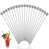 Tyqour 20 Stück Cocktailspieße aus Edelstahl Silber Martini Picks 11cm Wiederverwendbare Cocktail...