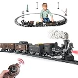 Zug Spielzeug, Elektrisches Zugset mit Fernbedienung mit Rauch, Lichtern und Geräuschen, Waggons...