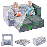 Kindersofa Ausklappbar, 2-in-1 Kleinkinder Schlafsofa, Kindersessel mit Schlaffunktion, Mini Couch...