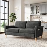 Vesgantti 2 Sitzer Sofa, 164cm Stoff Doppelsofa mit beidseitigen Taschen, Sofa mit Kissen Montage...