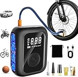 Dictien Elektrische Luftpumpe Fahrrad Akku 150 PSI & 6000 mAh Mini Kompressor Fahrrad Mit...