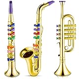 Herdear 3er Set Saxophon für Kinder Musikinstrumente Spielzeug Saxophon Spielzeug Trompete und...