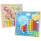 Mosaik Steckspiel für Kinder für 2,3,4,5 Jahre |Mosaik Pegboardmit 180 Steckperlen, 5 Gängen und...