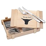 WMF Steakbesteck 12-teilig, Steakbesteck Set für 6 Personen, Steakmesser Set, Steakgabel, Cromargan...