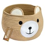 HMF Aufbewahrungskorb mit versteckten Griffen, Korb für Kinderzimmer aus Baumwolle | Bär | 30 x 24...