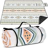 GLOSKIN Picknickdecke, 200 × 200 cm Sandfeste Strandmatte, Tragbare Waschbare Picnic Blanket,...