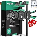 SMABIX® Einhandzwingen 2er Set zum Spannen, Dehnen, Fixieren mit einer Hand, 71Kg Spannkraft,...