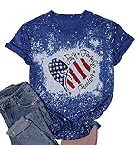 UNIQUEONE Damen-T-Shirt mit amerikanischer Flagge, Aufdruck: Tee Faith Family Freedom, kurzärmelig,...