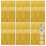 Vaktop 6 Stück Lametta Vorhang Gold, Glitzervorhang Lametta, Glitzer Party Vorhang, Folien Fransen...