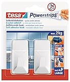 tesa Powerstrips Haken Large ECKIG - Selbstklebender Wandhaken für Glas, Kacheln, Holz, Kunststoff...