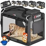 CADOCA® Hundebox faltbar Transportbox XXL 90x60x66cm robust atmungsaktiv Transporttasche Auto...