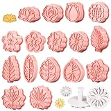 19 Stück Ausstechformen Blumen Set, 3D Keksausstecher in Pflanzenform, Keksstempel, Cookie Cutter...