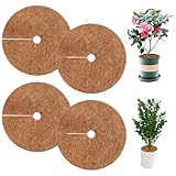 Haocjanc 4 Stück Kokos Mulchscheibe, 20cm Kokosfasermatte Rund, Kokos Pflanzenschutz...