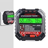 WIYETY Steckdosentester mit RCD-Prüfung und LCD-Voltage-Display, Socket Tester mit 6 Arten von...