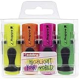 edding 7 Mini Textmarker Set - Neon-Farben - 4 highlighter pens - Keilspitze 1-3 mm - Textmarker...