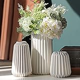 Vasen Deko -Weiße Keramik Vase Satz von 3 für Moderne Home Decor,Deco Matte Vasen für...