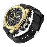 Herren Militär Uhr Outdoor Sport Wasserdicht Elektronische Uhr Taktische Armee Armbanduhr, Gold,...