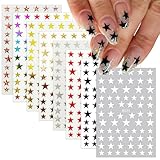 CharmeFleur 8 Blätter Sterne Nagelsticker Für Nageldesign 8 Farben Sterne Nageldecals Gold Silber...