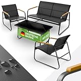 Blumtal Gartenmöbel Set 4er - Balkonmöbel Set für 4 Personen - 2 x Sessel + 1 x Bank + 1 x Tisch...