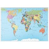 Farbige Weltkarte - Grenzen, Länder, Straßen und Städte - Premium 500 Teile Puzzle - MyPuzzle...