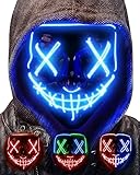 AnanBros Halloween Maske, LED Maske im Dunkeln Leuchtend, 3 Beleuchtungsmodi für Kostümspiele...