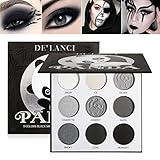 Black Smoky Lidschatten-Palette, DE’LANCI PANDA 9 Farben True Black Dark Grey Smokey Eyeshadow...