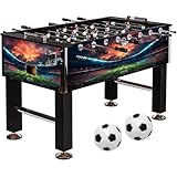 GAMES PLANET® Kickertisch Leeds - 140x73x87cm, Höhenverstellbar, 4 Bälle, 2 Getränkehalter,...