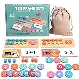 Stronrive Zehnerfeld Karten | Zählrahmen Holz mit Zählsteine,Lernhilfe Für Addition Und...