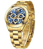 OLEVS Herrenuhren Automatik Blau Goldene Mechanische Luxus Kleid Armbanduhr mit Tag Datum...