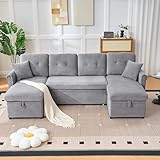 Biqzuya Ecksofa, 4-Sitzer, Schlafsofa aus Chenille, mit Bettkasten und Aufbewahrung, Schlaffunktion,...
