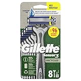 Gillette Sensor3 Recycled Einwegrasierer, 8 Rasierer mit 3-fach Klinge, Nassrasierer mit 95%...