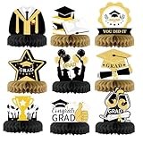 HONMOK 9 Stück Abschluss Deko 2024 Graduation Deko Bienenwaben Schwarz Gold Abitur Waben...