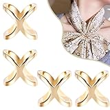 4 Stück Schal Schnalle X Förmig Schmuck Zubehör, goldene Schalschnalle und Legierung Schal Clips,...