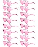 Colzzy 16 Paar herzförmige randlose Sonnenbrille, transparent, Süßigkeitenfarbe, rahmenlose...