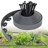 UISEBRT Rasenkante Kunstoff 10m - Flexible Lawn Edging mit 30 Erdanker Plastic Beeteinfassung...