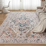 CHOSHOME Waschbarer Teppich Wohnzimmer Vintage Kurzflor Teppich Groß Orientalischer Teppich für...