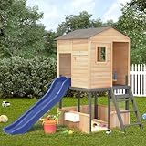 INLIFE Spielturm Dunkelgrau Massivholz Tanne,Spielzeuge & Spiele,Spielzeug für draußen,Schaukeln &...