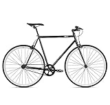 6KU Fixed Gear 1 Single Speed Urban Fixie Rennrad, Unisex, 89200, Schwarz/Weiß, 52 cm