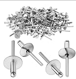 120 Stück Kuppelkopf Popnieten Silber Blindnieten (4.8x20 mm)