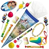 OYOY 22cm Schultüte gefüllt mit Süßigkeiten Mix I Schultüte Dinosaurier I Einschulung Geschenk...