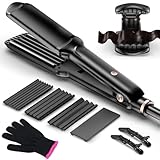 Welleneisen für Beach Waves, 4 in 1 Haarglätter Kreppeisen Multistyler Keramik Glätteisen und...