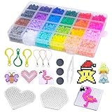 Cisolen 2400pcs Bügelperlen Set 24 Farben 5mm Steckperlen für Kinder mit Bügelperlen Platten...